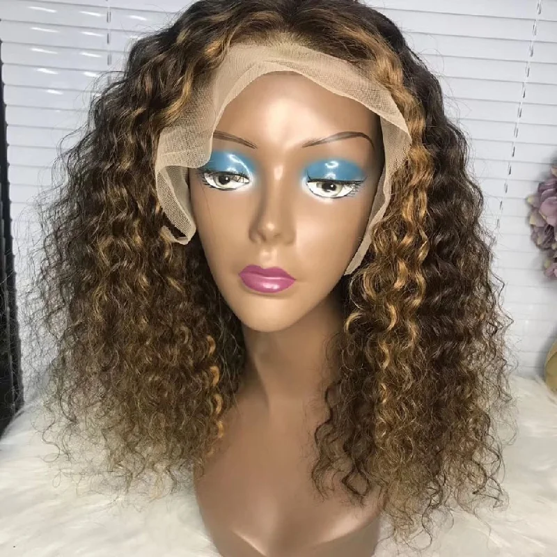 13X4/13X6 Transparent Lace Front Pre-plucked hairline Highlight Color Bob Wig - Curly